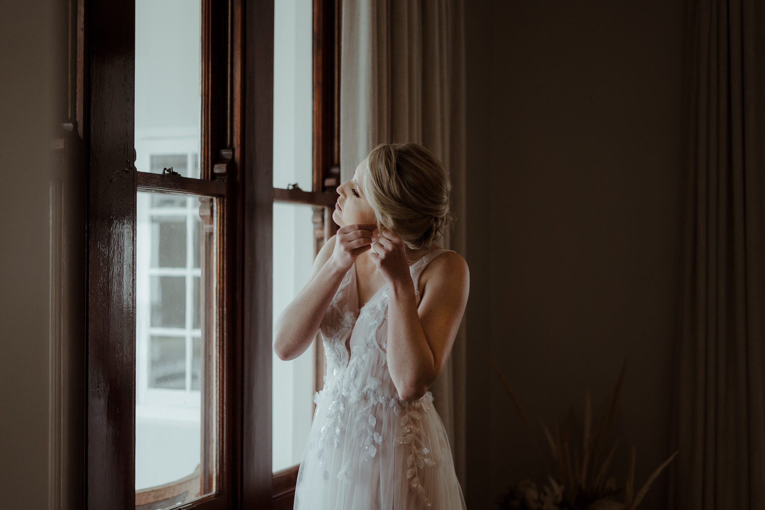 A beautiful shot of a bride getting ready for her wedding